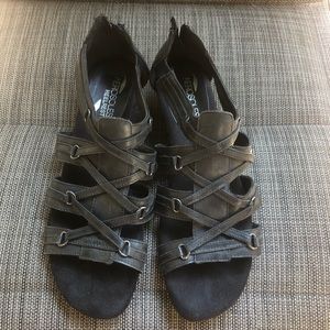 Black wedge sandals